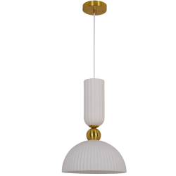 Złota lampa wisząca w stylu art deco glamour biały mleczny klosz LIGHT PRESTIGE PIEGA LP-939/1P L white 