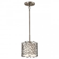 Mała lampa wisząca Silver Coral - 1 źródło światła Klasyczny pewter koralowy metalowy wzór okrągła organiczny design nowoczesna KL-SILVER-CORAL-MP KICHLER