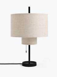 Lampka stołowa nocna okrągła abażurowa beżowa klasyczna minimalistyczna industrialna dekoracyjna na komodę Margin 49cm 21396 New Works