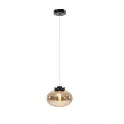 Minimalistyczna Lampa Wisząca Nowoczesna Czarna Marmur Bursztynowy Klosz MOONSTONE P0516 MAXLIGHT