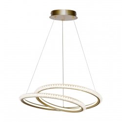 Lampa wisząca zakręcony okrąg z kryształkami LED złoty dekoracyjny w nowoczesnym stylu Kortia PND-64873-GD Italux