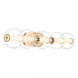 Kinkiet szklany złoto szczotkowane 5 źródeł światła Atomo Elstead Lighting QN-ATOMO-5W-BG