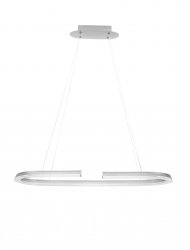 Srebrna owalna lampa wisząca nad wyspę stół ORINOCO LE44532 Luces Exlusivas