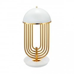 Biało-złota lampka stołowa nocna dekoracyjna designerska nowoczesna art deco geometryczna DOLCE VITA ST-1602 white Step Into Design