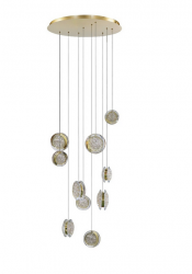 Efektowna dekoracyjna lampa wisząca LED złota kaskadowa ściemnialna EUFORIA AZ6739 10 3-STEP DIMM GOLD Azzardo