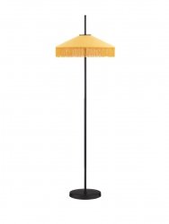 Lampa podłogowa stojąca żółta tkaninowa abażurowa z frędzlami retro dekoracyjna Luces Exclusivas
