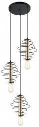 LAMPA WISZĄCA DESIGN ITALUX MIRREN MDM-3932/3 BK+BRO CZARNA INDUSTRIALNA