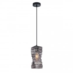 Lampa wisząca szklana żłobiony klosz geometryczny dekoracyjna czarna Altera PND-3219-1-BK-SG Italux