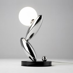 Dekoracyjna lampka stołowa LED platyna okrągła designerska na komodę Resonance MOD482TL-L6PT3K Maytoni