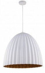 Nowoczesna Lampa wisząca Z Dużym 50cm Kloszem Biało-Miedziany Karbowany Klosz SIGMA TELMA 32023