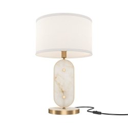 Złota Lampa Nocna Glamour MAYTONI MARMO MOD099TL-01G Marmurowa Lampa Stołowa w Sylu Art Deco