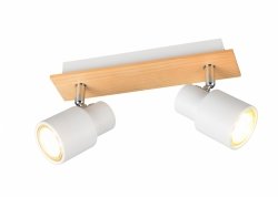 Nowoczesny plafon lampa sufitowa podwójna biała regulowana klasyczna uniwersalna metalowa drewniana podstawa PIERRE R81982031 Rl