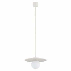 Lampa wisząca ceramika Bolesławiec biały płaski talerz w kropki ręcznie zdobiona designerska wyjątkowa BOLL 8949 Argon x Manufaktura w Bolesławcu 