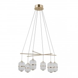 Nowoczesna lampa wisząca siatkowany klosz szklany Alani Italux PND-34375-6-HBR lampa jadalniana nad wyspę nad stół złota