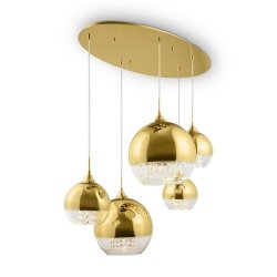 Szklana Lampa Wisząca Złote Kule FERMI MAYTONI P140-PL-170-5-G 