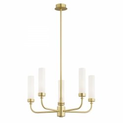 Rozłożysty żyrandol 5-płomienny mosiądz mleczne szkło tuba nowoczesny elegancki klasyczny PRESTON 2195 Argon