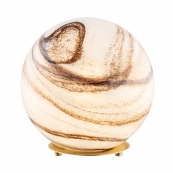 Lampa stołowa lampka nocna o kształcie kuli szklana biało-brązowy marmur wzór mosiądz podstawa dekoracyjna ARUBA 8533 Argon