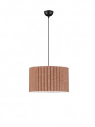 Lampa wisząca kolor karmelowy lniany abażur plisowany okrągły nowoczesna minimalistyczna dekoracyjna Luces Exclusivas