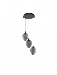 Nowoczesna lampa wisząca LED potrójna owalny czarny szklany klosz uniwersalna klasyczna minimalistyczna możliwość ściemniania Luces Exclusivas