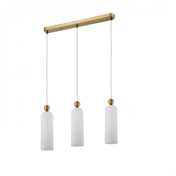 DUPLIKAT: ZŁOTA Lampa Wisząca w Stylu Art Deco LIGHT PRESTIGE PIEGA LP-939/3L WHITE Zwis Szklany Klosz GLAMOUR