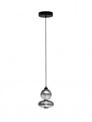 Szara owalna lampa wisząca szklana LED 12W 3000K jadalniana nad stół, wyspę