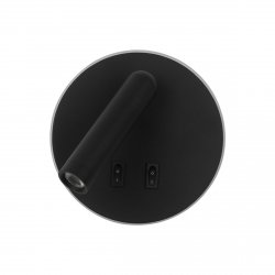 Okrągły czarny kinkiet ścienny led z wyłącznikiem Furla Italux WL-53742-1-BK regulowany sypialniny podświetlany led