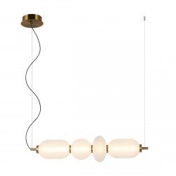 Designerska złota lampa wisząca LED szklane klosze NICO PND-8545-4H-AB-WH Italux jadalniana nad stół