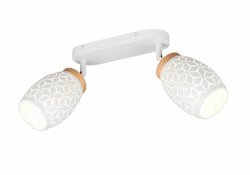 Nowoczesny plafon lampa sufitowa podwójna biała regulowane tuby klasyczna w stylu orientalnym metalowa drewniany dekor BIDAR R81572031 Rl