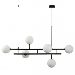 Czarna dekoracyjna nowoczesna asymetryczna lampa wisząca białe szklane kule MODERNO DUO DN1507 black 100cm Step Into Design