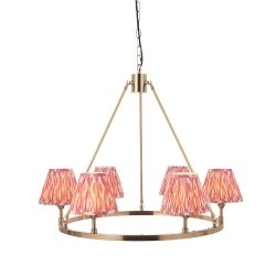 Klasyczna lampa wisząca abażurowa na okręgu mosiężna minimalistyczna uniwersalna Chester & Ikat 114510 ENDON