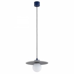 Lampa wisząca ceramika Bolesławiec granatowy płaski talerz w kropki ręcznie zdobiona designerska wyjątkowa BOLL 8950 Argon x Manufaktura w Bolesławcu 