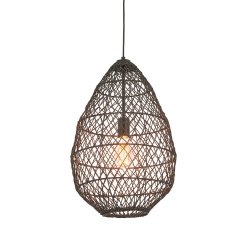 Lampa wisząca owalna czarna pleciona naturalna z rattanu boho designerska rustykalna Pimva 98472 ENDON
