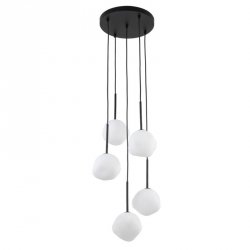 Lampa wisząca 5-punktowa szklane klosze z designerskimi wgłębieniami biało-czarna MISTY 11019 TK-LIGHTING