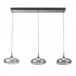 Nowoczesna srebrna lampa wisząca listwa 3pł LED 21W 3000K nad wyspę stół szkło dymione Tenele Italux PND-24028-3B-SILV