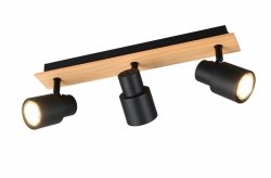 Nowoczesny plafon lampa sufitowa potrójna czarna regulowana klasyczna uniwersalna metalowa drewniana podstawa PIERRE R81983032 Rl