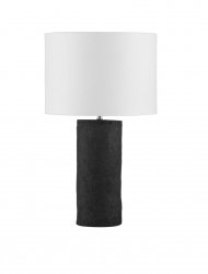 Lampka stołowa nocna czarna podstawa tkaninowy biały abażur industrialna minimalistyczna klasyczna NORIELA LE45284 Luces Exclusivas