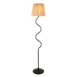 Lampa podłogowa stojąca falista abażurowa z rafii boho rustykalna naturalna minimalistyczna Wriggle 114223 ENDON