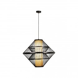 Lampa Wisząca PASQUINO 21445/60/30 Lucide Fornir Czarny Ø60cm Japandi E27