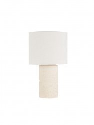 Lampka stołowa nocna lniany abażur ceramiczna podstawa biało-beżowa rystykalna boho industrialna Luces Exclusivas