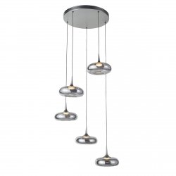 Nowoczesna srebrna lampa wisząca 5pł LED 35W 3000K salonowa szkło dymione Tenele Italux PND-24028-5A-SILV