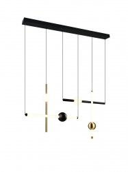 Lampa wisząca LED tuby z kulami czarno-złota designerska uniwersalna dekoracyjna ściemnialna MELITA 331510680 Trio