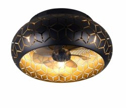 Nowoczesny plafon lampa sufitowa z wiatrakiem okrągła czarna klasyczna minimalistyczna w stylu orientalnym metalowa BIDAR R61574080 Rl