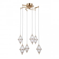 Lampa wisząca Fuente Italux PND-34395-6-HBR ozdobna siatkowany klosz złota
