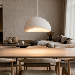 Nowoczesna biała lampa wisząca półokrągły klosz minimalistyczna uniwersalna skandynawska NUBE LP-0030/1P 40cm WH Light Prestige