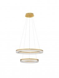 Lampa wisząca LED złota dwa okręgi pierścienie nowoczesna designerska możliwość ściemniania LANTELVO LE45393 Luces Exclusivas