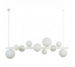 Molekularna lampa wisząca biała listwa opalowe szklane klosze kule BUBBLES 10 AZ5867 + AZ6728 Azzardo 