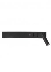 KINKIET HOTELOWY DO SYPIALNI Z ŁADOWARKĄ USB LEWY CZARNY DO CZYTANIA LE42218 ZARATE LE42218 LUCES EXCLUSIVAS