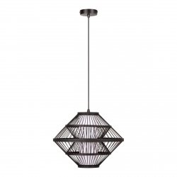 Lampa Wisząca PASQUINO 21445/40/30 Lucide Fornir Czarny Ø40cm Japandi E27