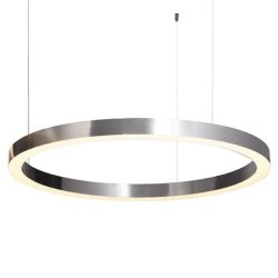 Lampa wisząca nikiel szczotkowany okrąg 80cm LED nowoczesna uniwersalna minimalistyczna ściemnialna na pilota CIRCLE ST-8848-80 NICKEL Step Into Design