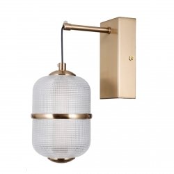 Nowoczesny kinkiet led Alani Italux WL-34375-1-HBR szklany siatkowany klosz salonowy ozdobny